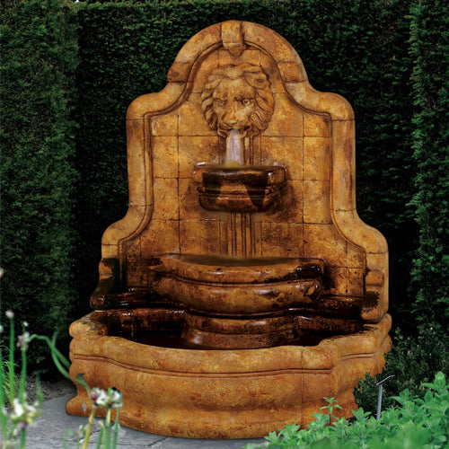 Lion Face Terrazzo Bella Fountain with Narrow Basin