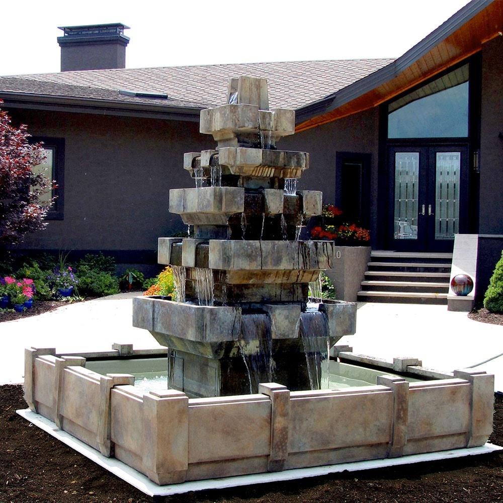 Cascadia Outdoor Fountain in Dimensions Pool