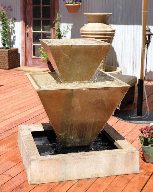Double Oblique Garden Water Fountain